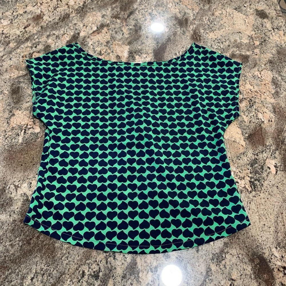 P.O.P. Hearts Cross Back Blouse sz S EUC